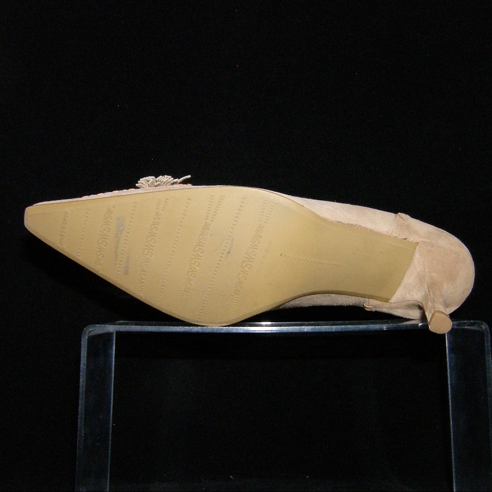 Stuart Weitzman suede pointy tassel loafer heel 6M - Picture 3 of 8